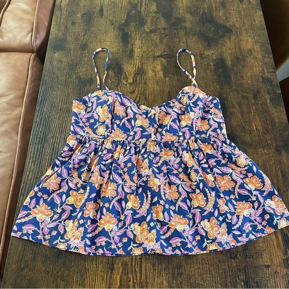 J.Crew Flowy cotton poplin camisole in painted block print - Picture 5 of 13